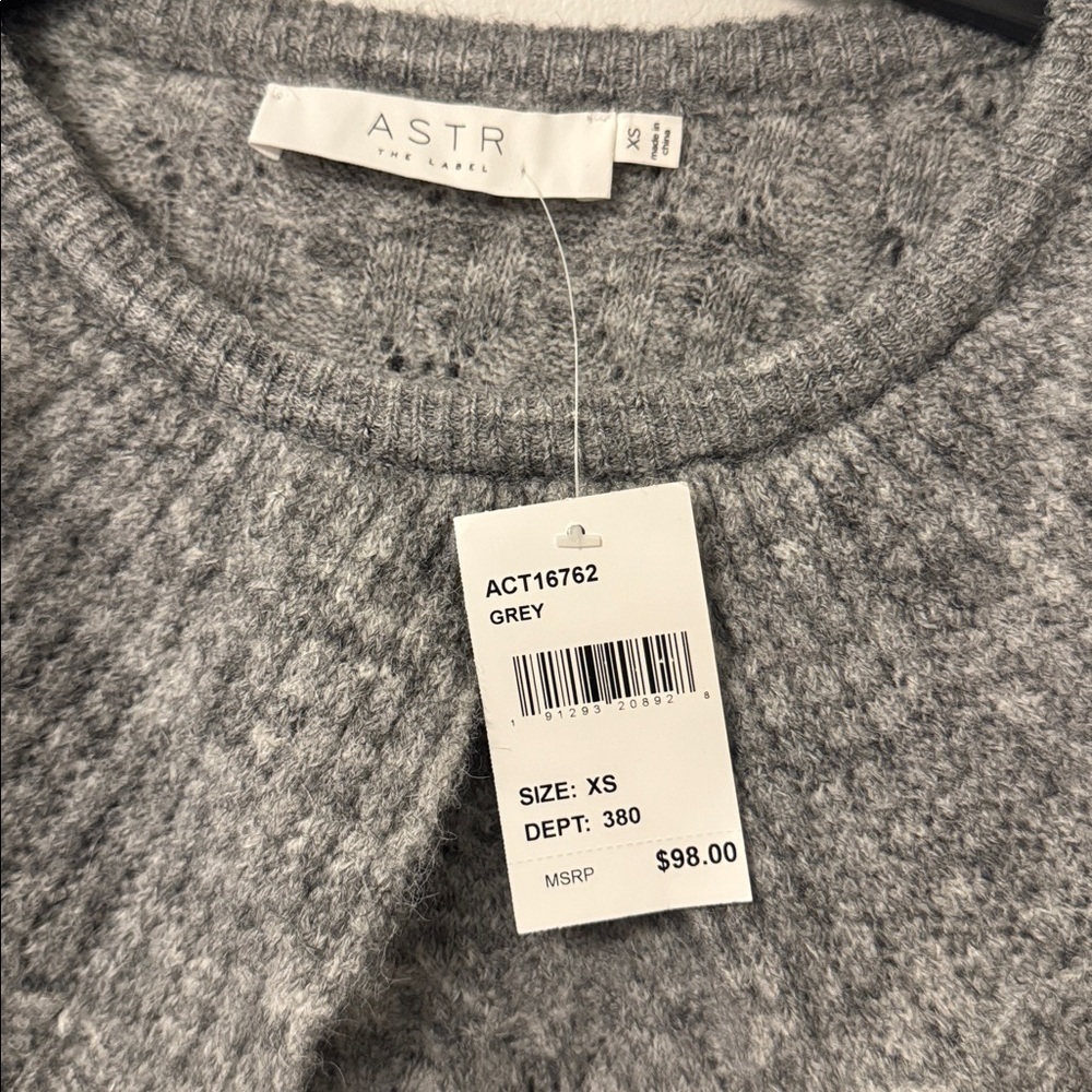 NWT Astr Safford Peter Pan Collar Sweater In Grey XS - Picture 3 of 9